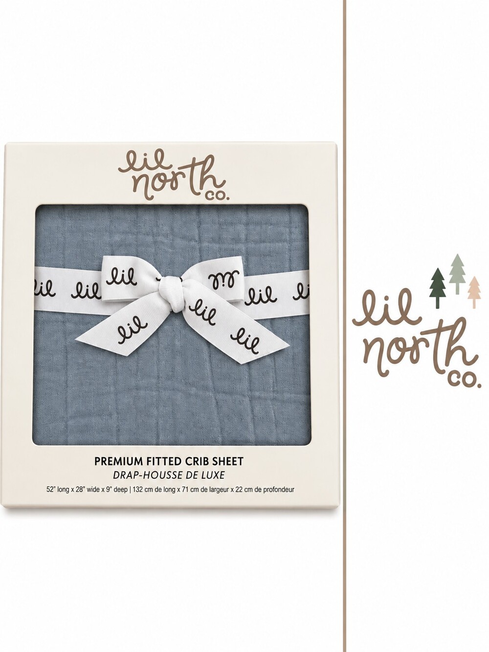 Lil North Co Dusty Blue Muslin Crib Sheet NWT